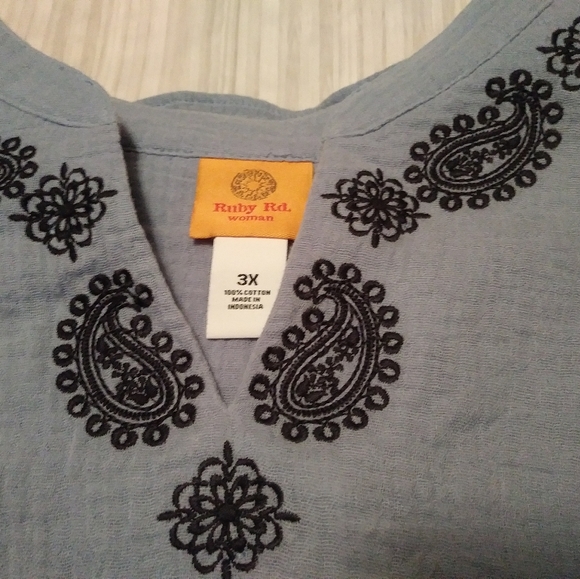 🌴 Ruby Rd. Blue Tunic 3X - Picture 2 of 8